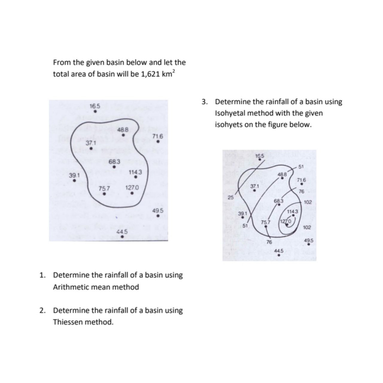 Hydrology - Show complete solution, include