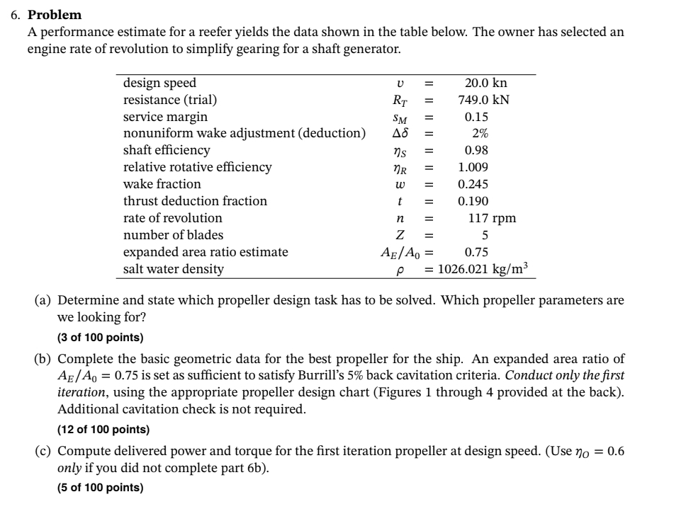 Problem A performance estimate for a reefer