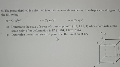 The parallelepiped is deformed into the shape as