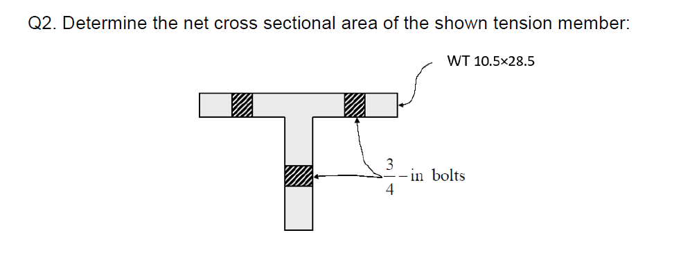 Q 2 . Determine the net cross sectional area of