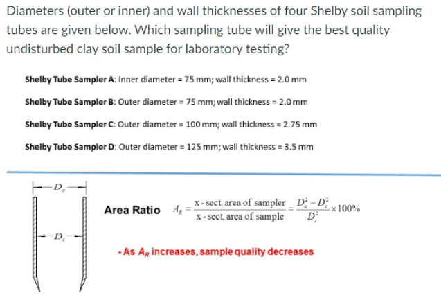 Diameters ( outer or inner ) and wall thicknesses