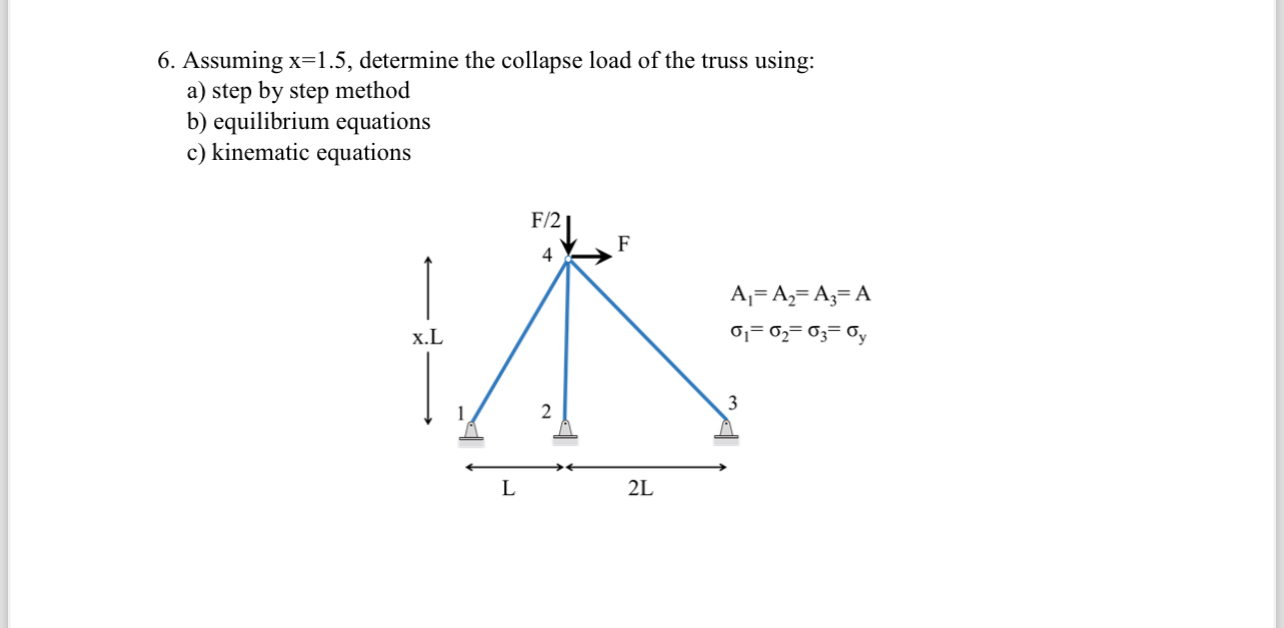Assuming x = 1 . 5 , determine the collapse load