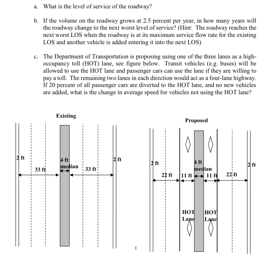 a . What is the level of service of the roadway?