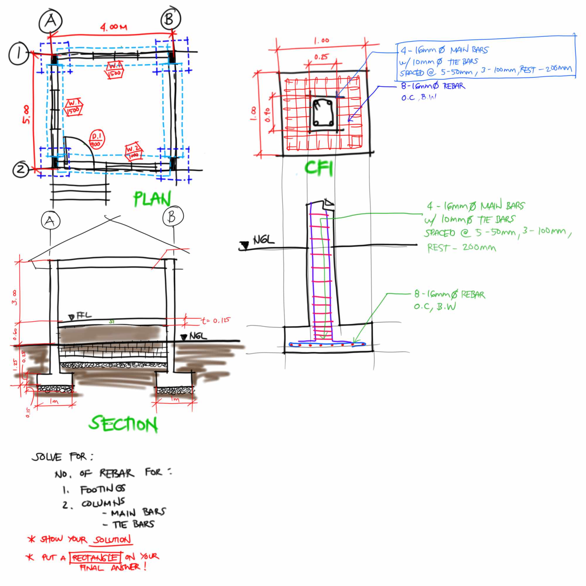 SOLVE FOR: No , of REBAR FOR: FOOTIN GS COUMNs