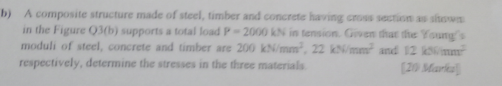 b ) A composite structure made of steel, timber