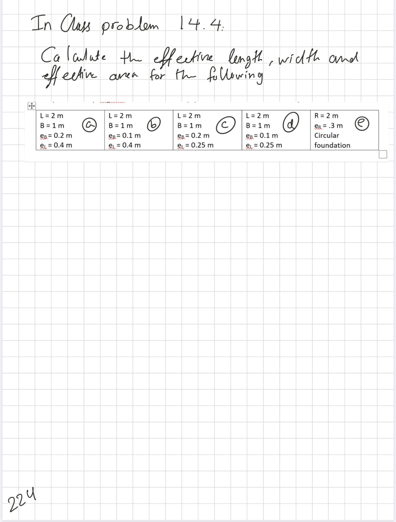 In Class problem 1 4 . 4 : Calculate the