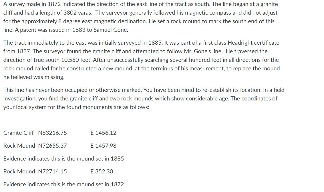 A survey made in 1 8 7 2 indicated the direction