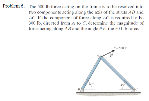 Problem 6 : The 5 0 0 - lb force acting on the