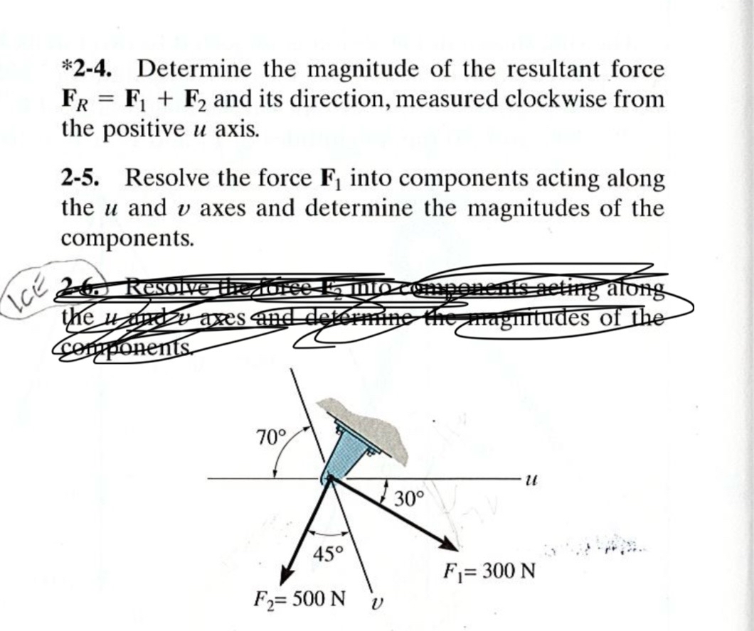 2 - 5 . Resolve the force F 1 into components