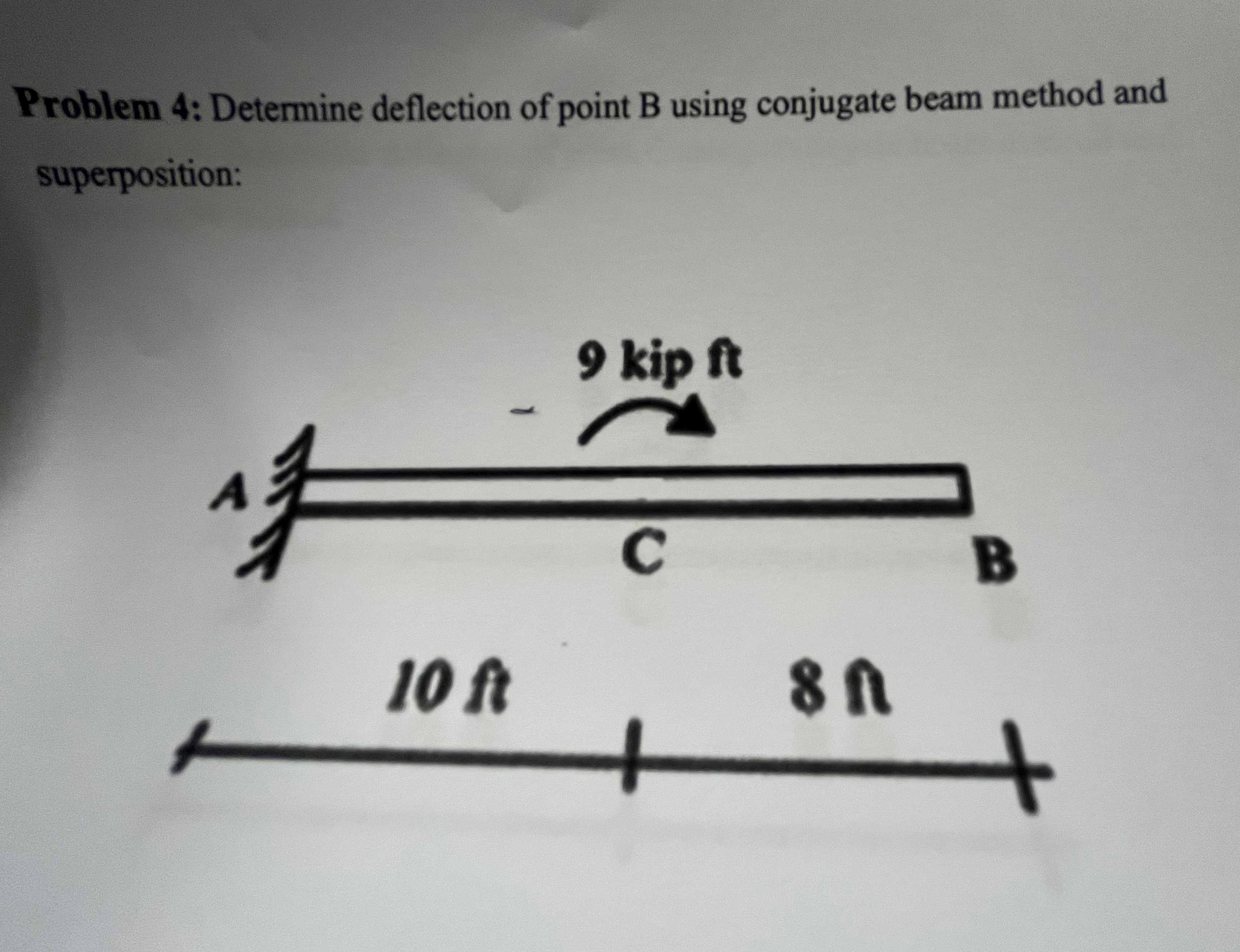 Problem 4 : Determine deflection of point B using