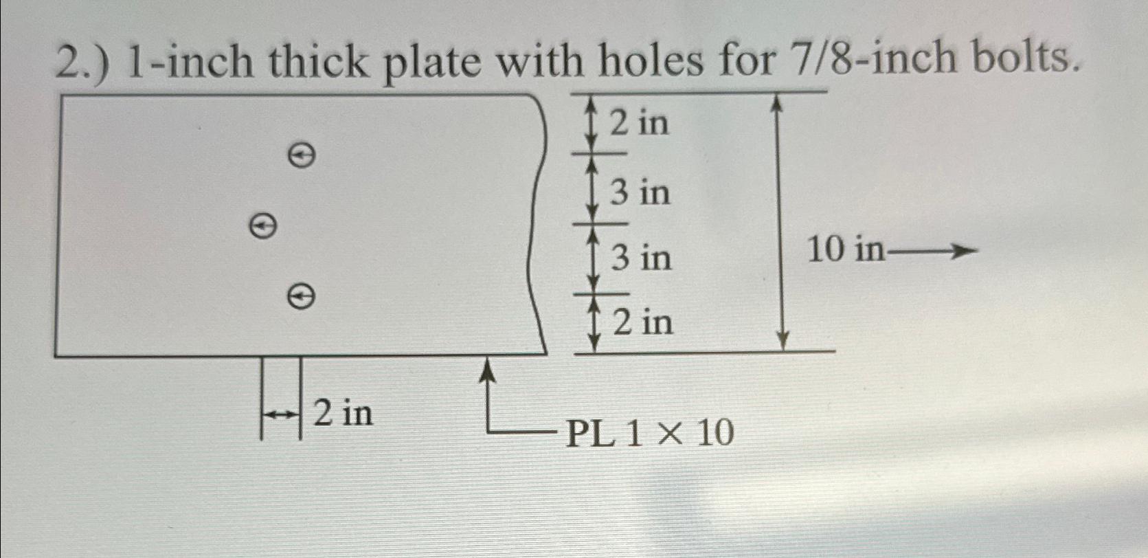 2 . ) 1 - inch thick plate with holes for 7 8 -