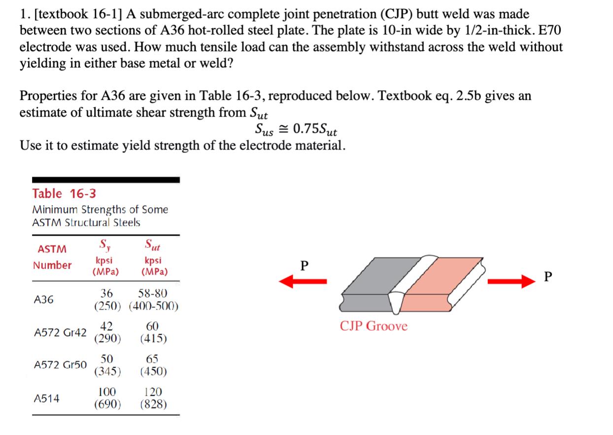 1 . [ textbook 1 6 - 1 ] A submerged - arc