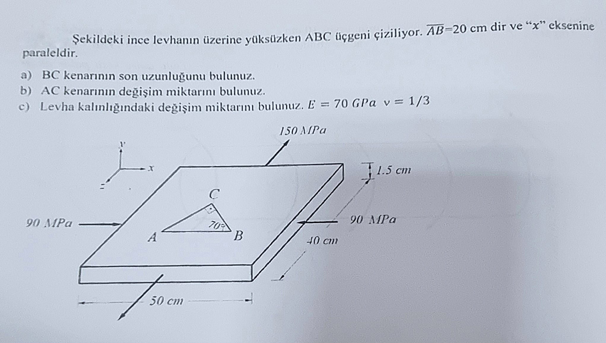 Sekildeki ince levhan n zerine y ksuzken ABC geni