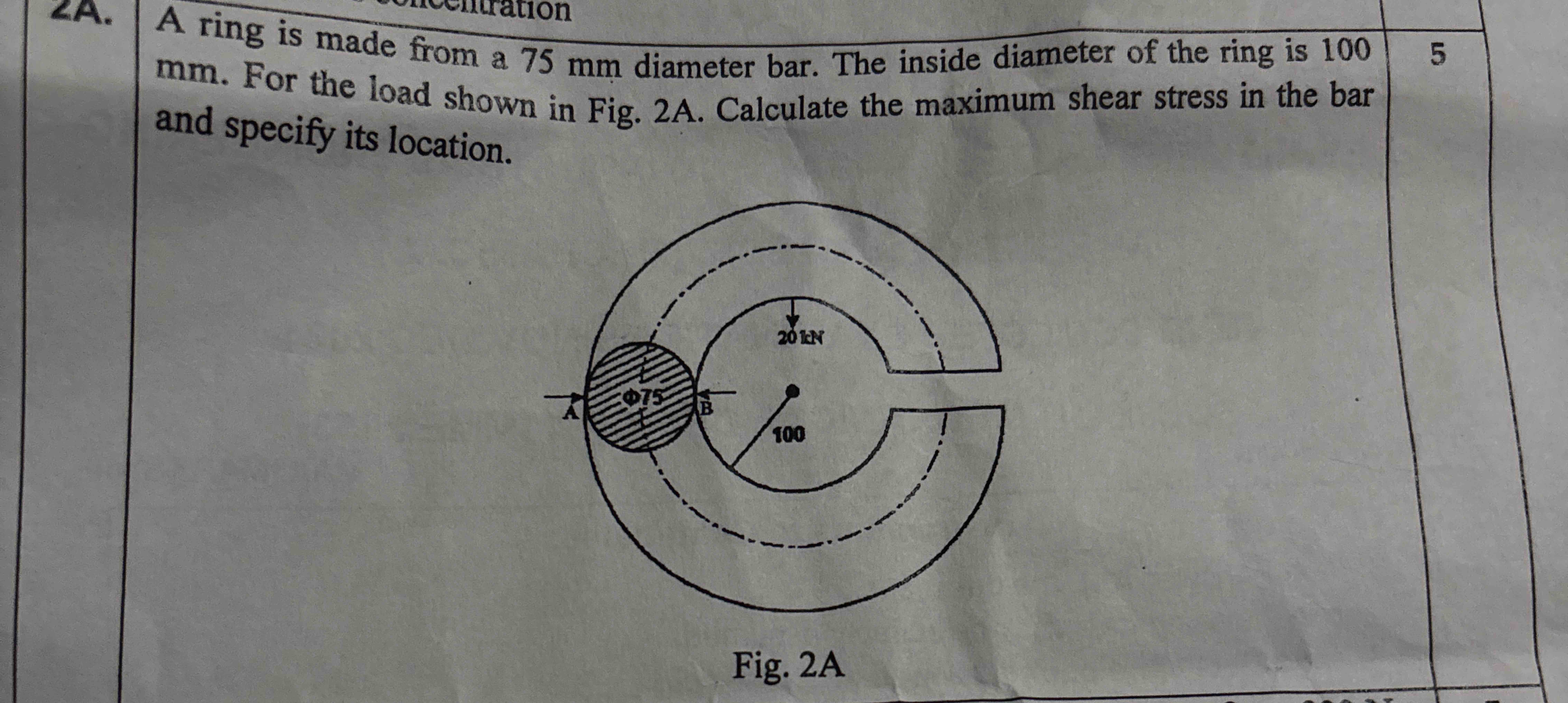 A ring is made from a 7 5 mm diameter bar. The