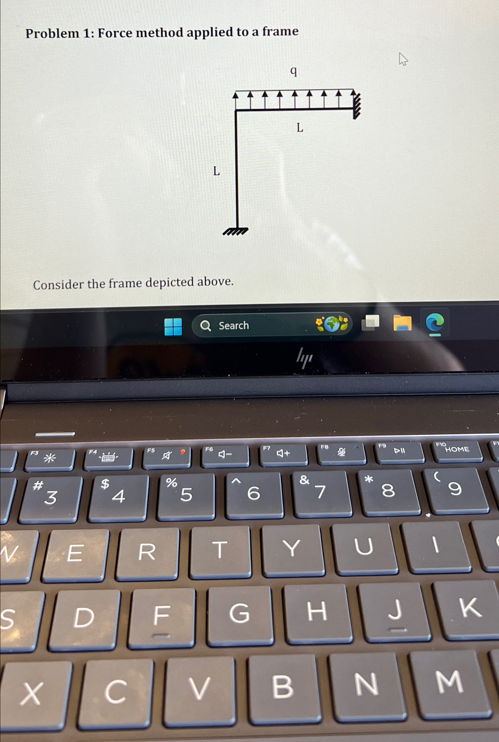 Problem 1 : Force method applied to a frame