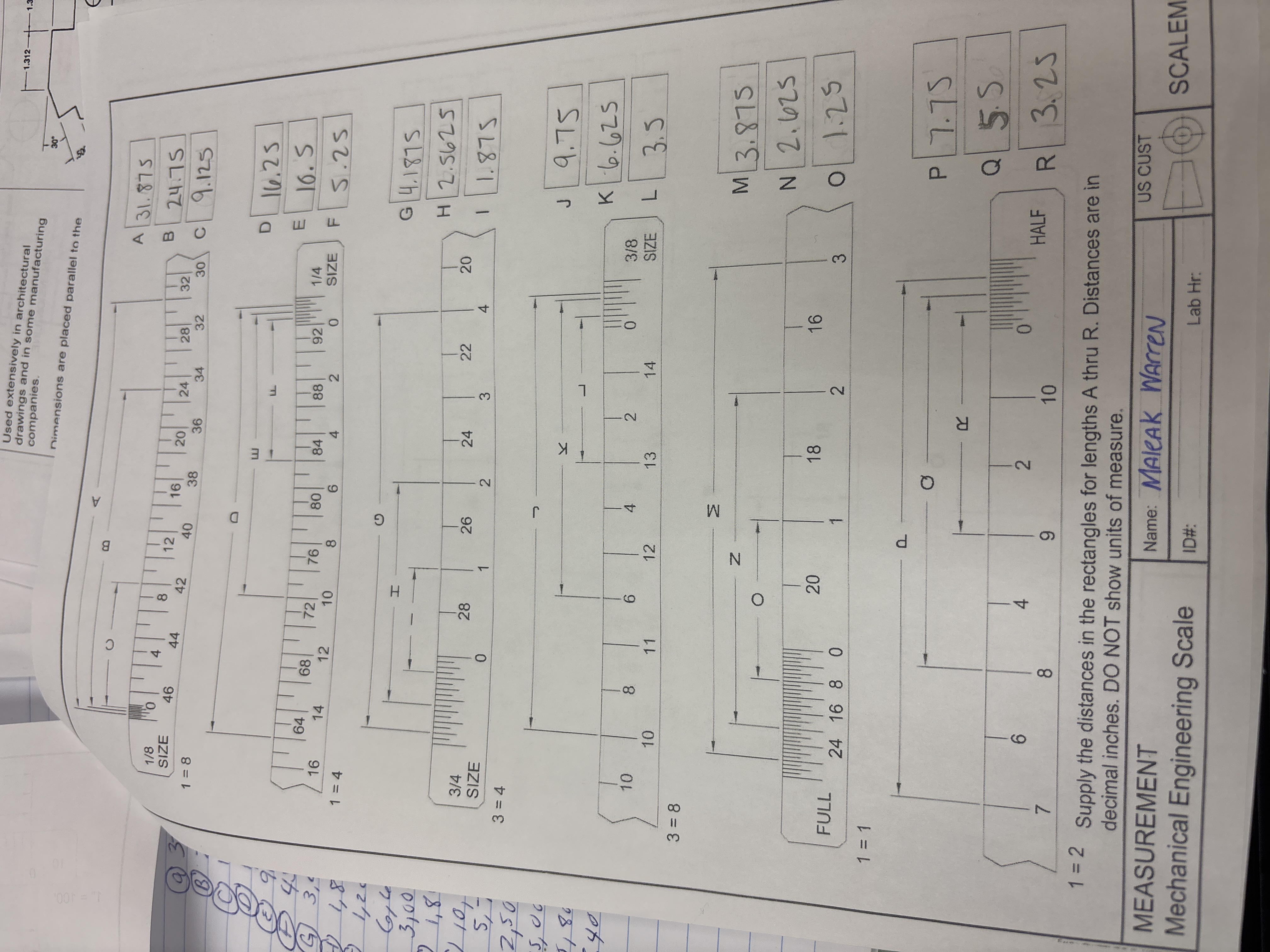 nimensions are placed parallel to the \ ( 1 = 2 \