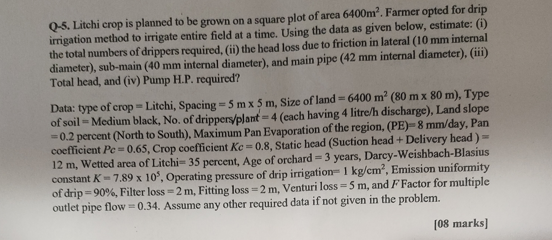 Q - 5 . Litchi crop is planned to be grown on a