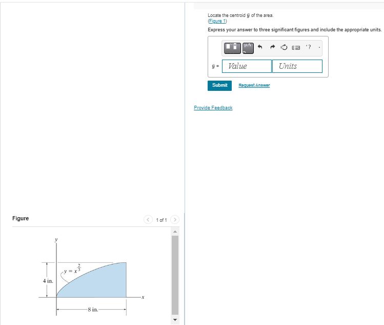 Locate the centroid ? b a r ( y ) of the area. (