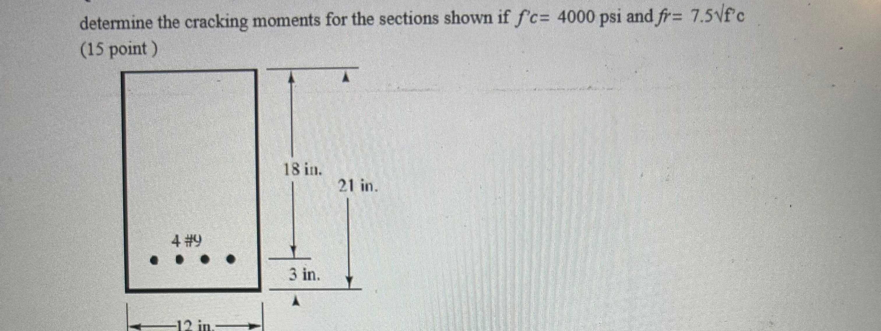 determine the cracking moments for the sections