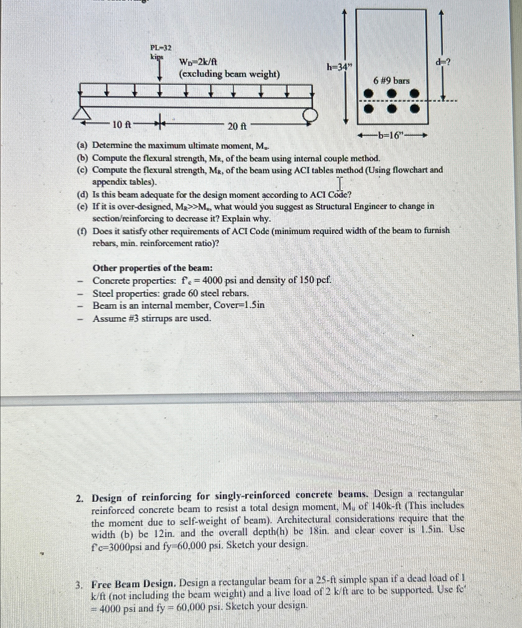 ( a ) Determine the maximum ultimate moment, M a