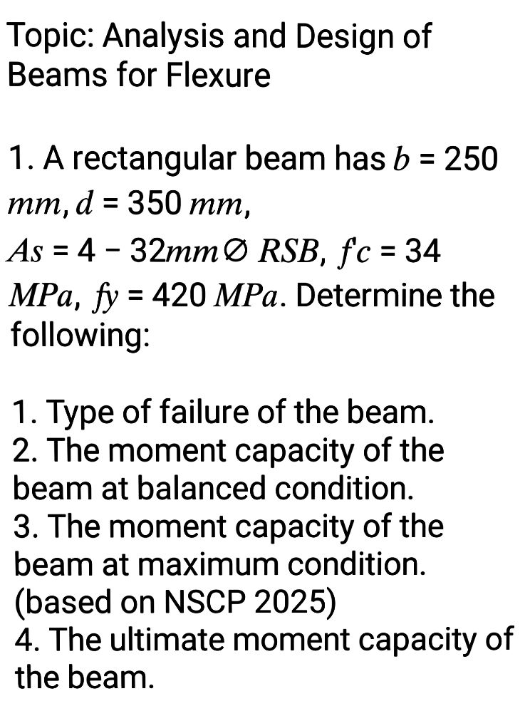 Topic: Analysis and Design of Beams for Flexure A