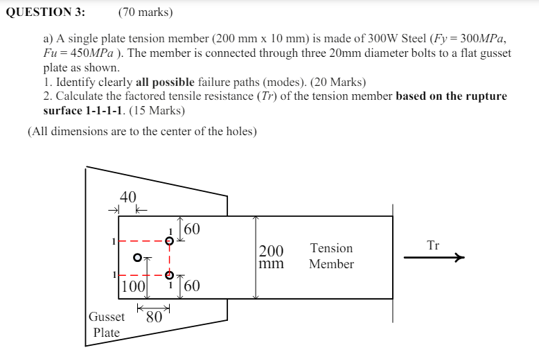 QUESTION 3 : b ) If the bolted connection is