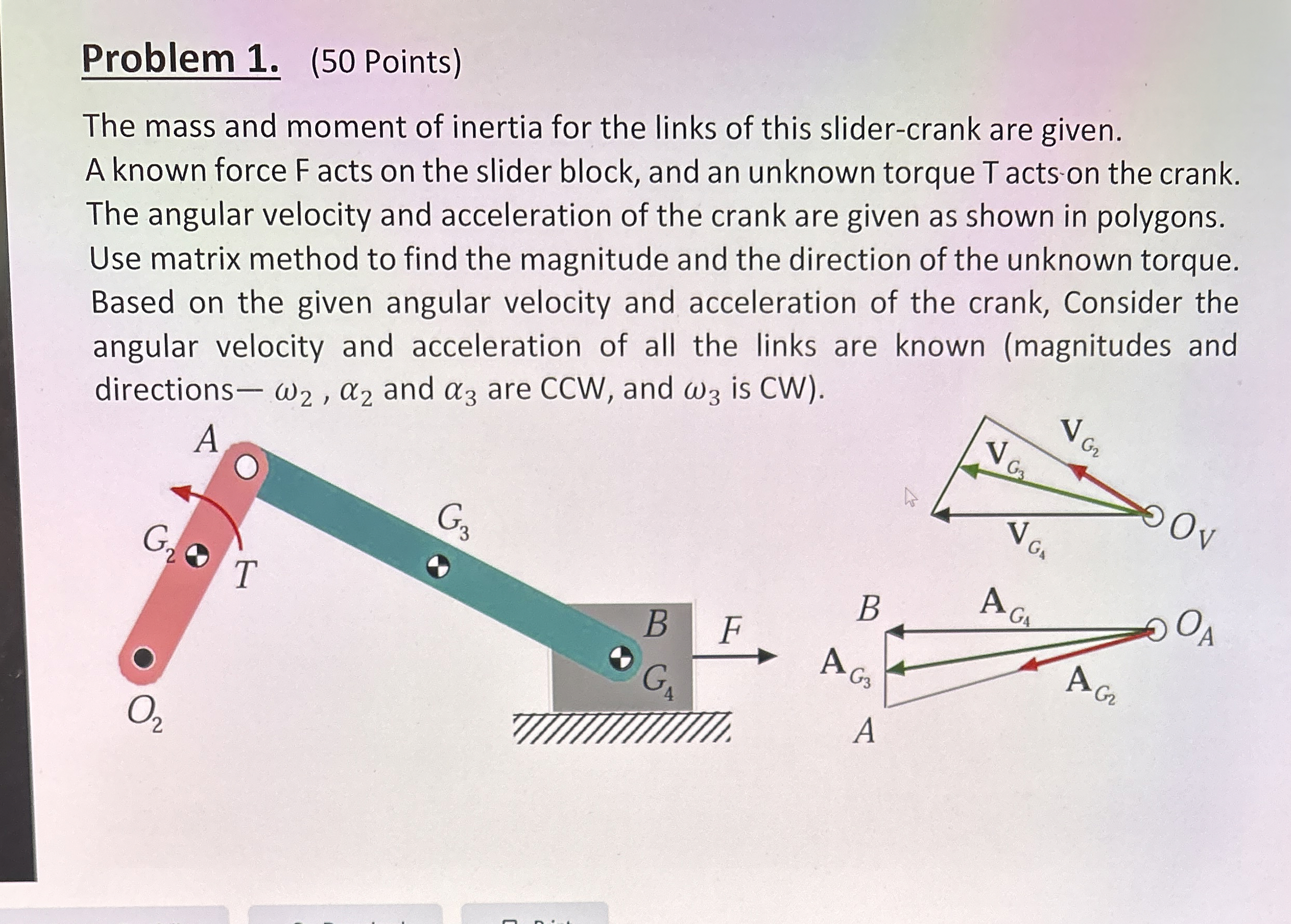 Problem 1 . ( 5 0 Points ) The mass and moment of