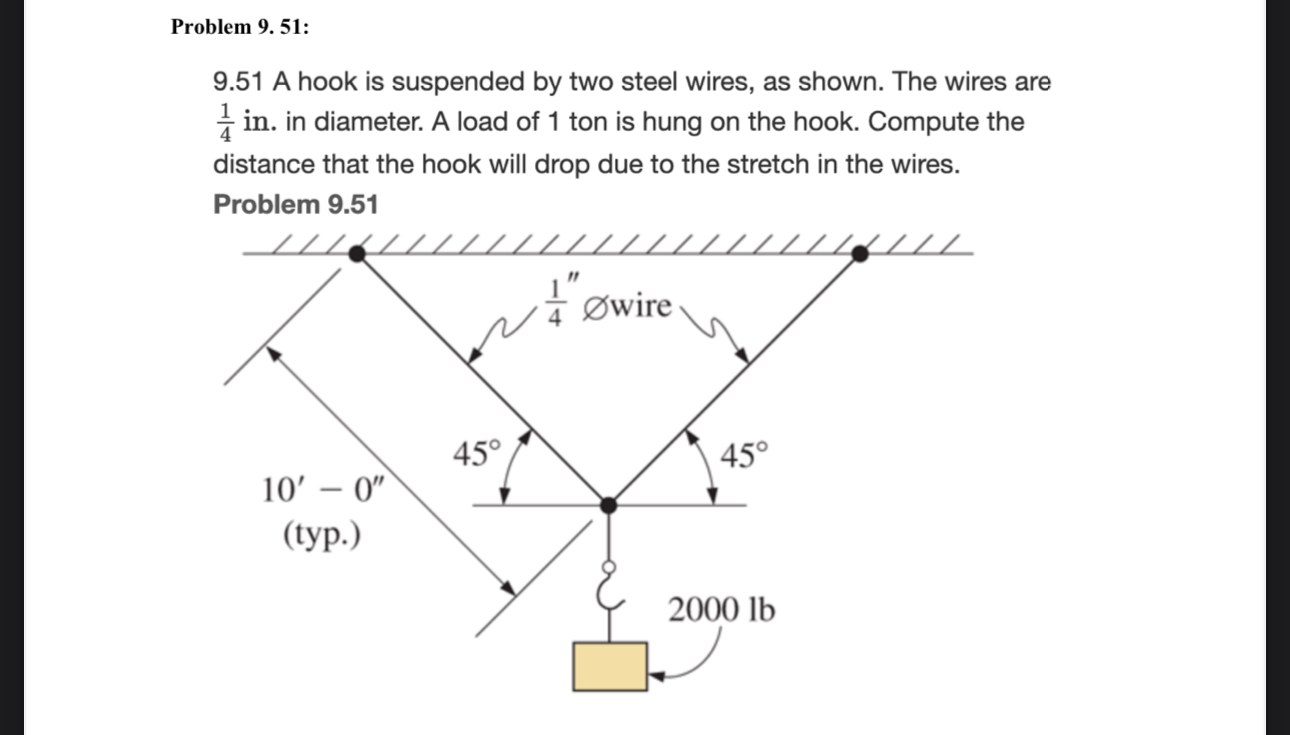 Problem 9 . 5 1 : 9 . 5 1 A hook is suspended by