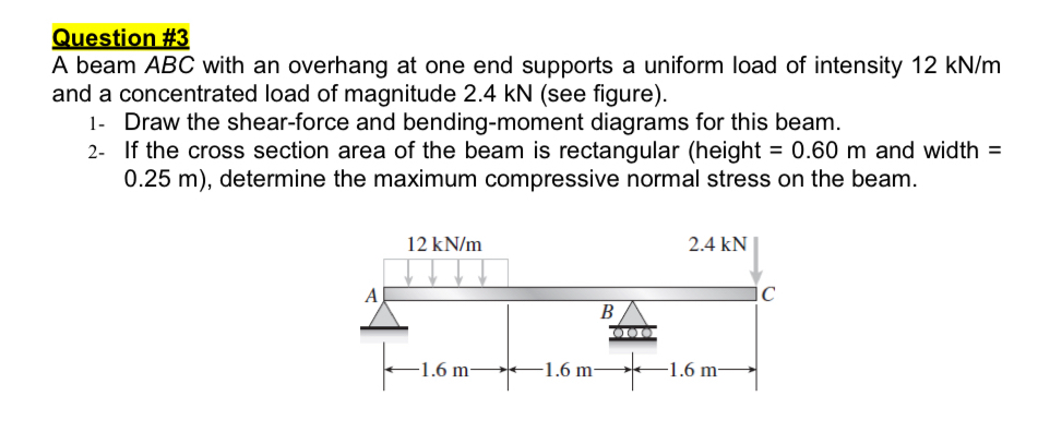Solid mechanics Question # 3 A beam ABC with an