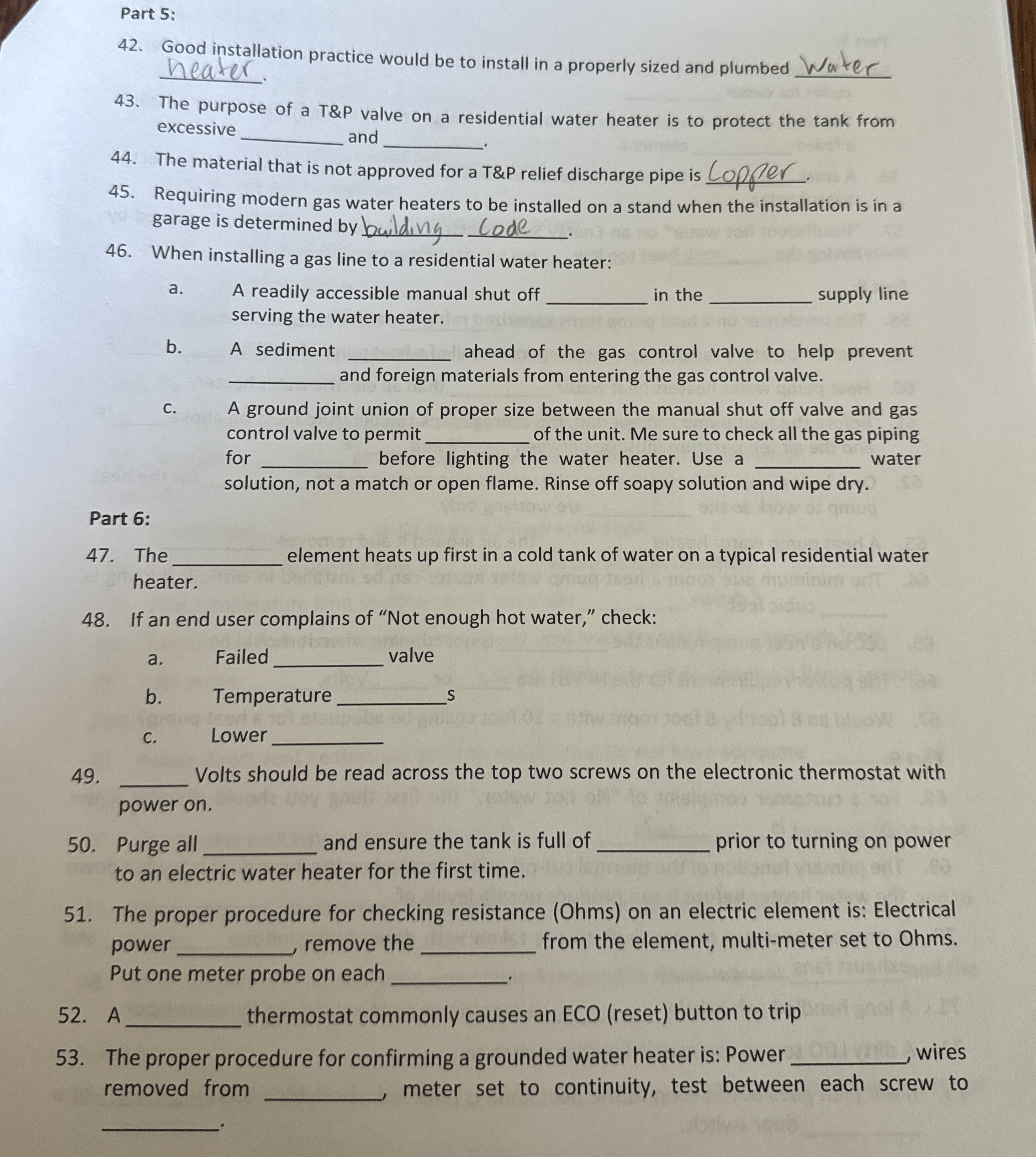 Part 5 : 4 2 . Good installation practice would