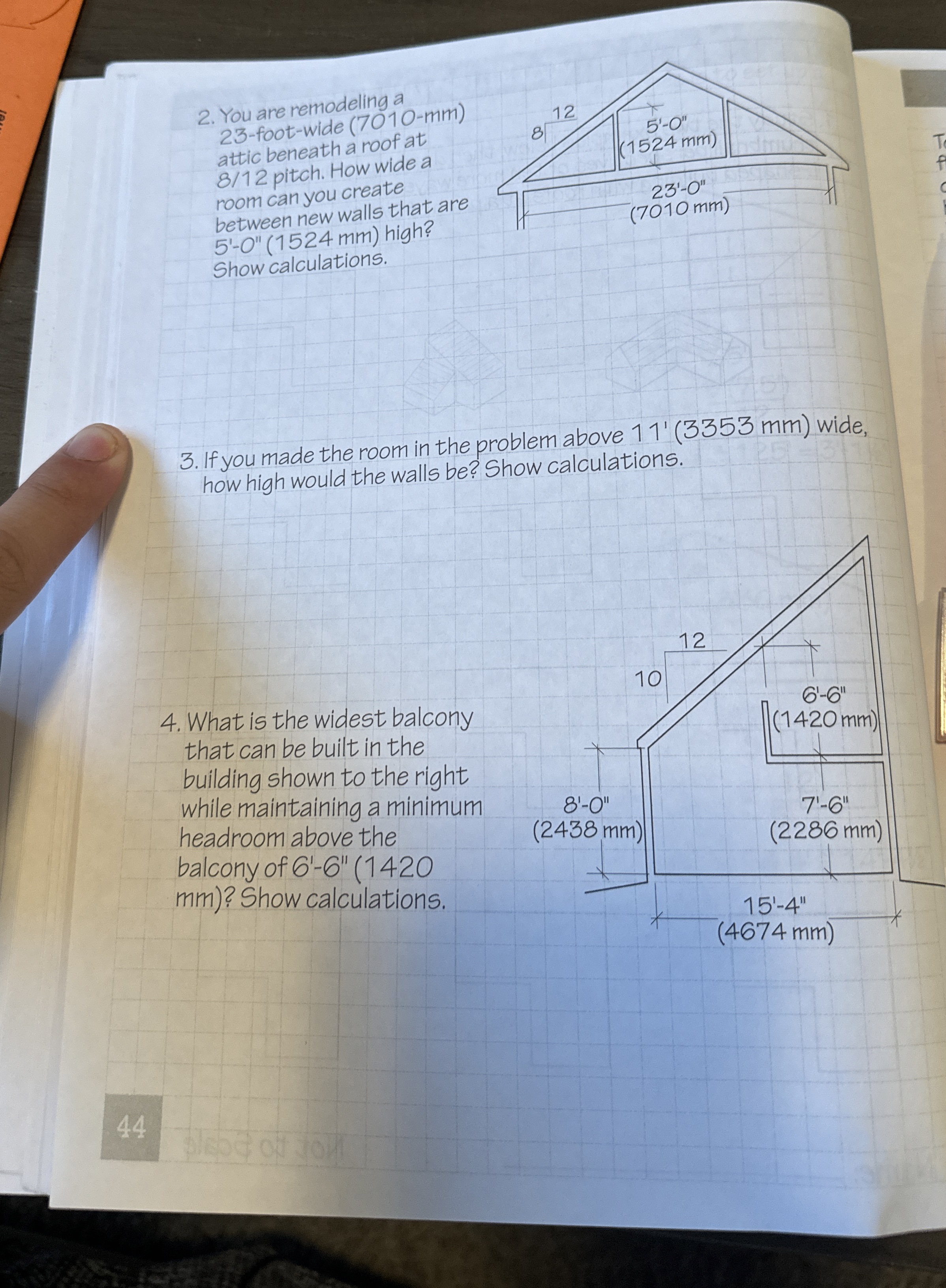 You are remodeling a 2 3 - foot - wide ( 7 0 1 0