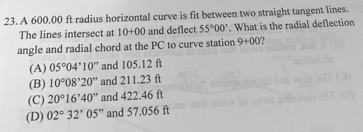 A 6 0 0 . 0 0 ft radius horizontal curve is fit