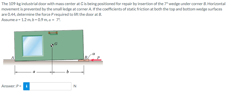 The 1 0 9 - k g industrial door with mass center