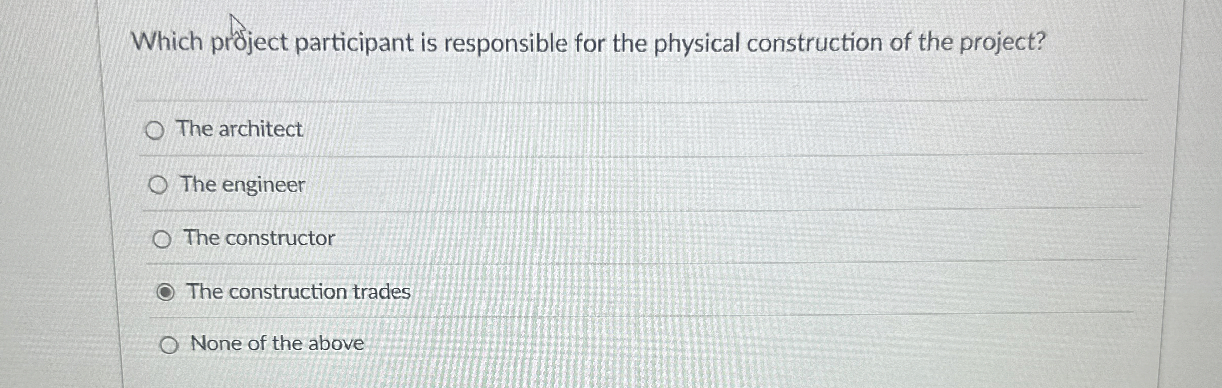 Which project participant is responsible for the