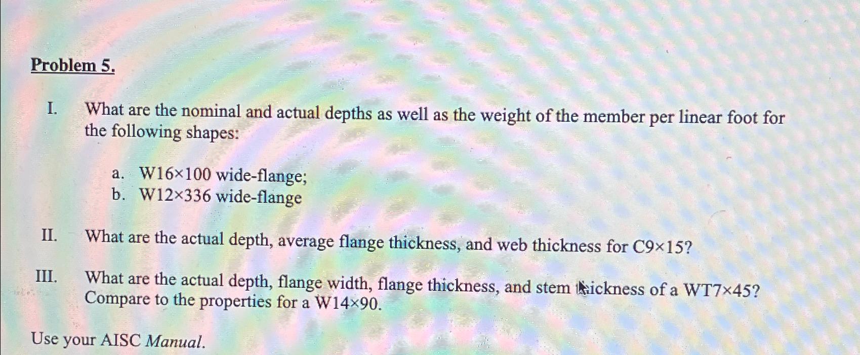 Problem 5 . I. What are the nominal and actual