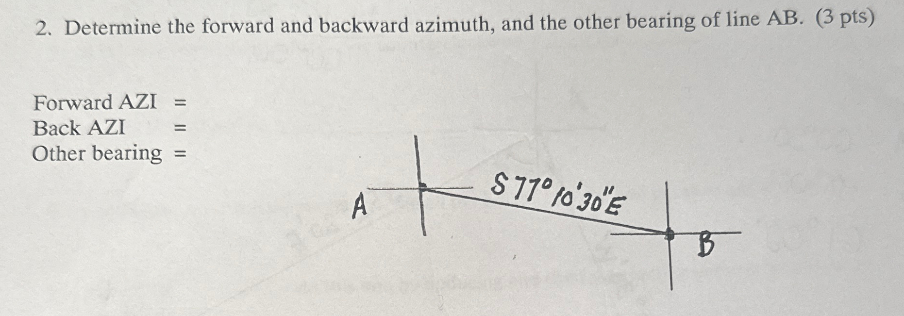 Determine the forward and backward azimuth, and