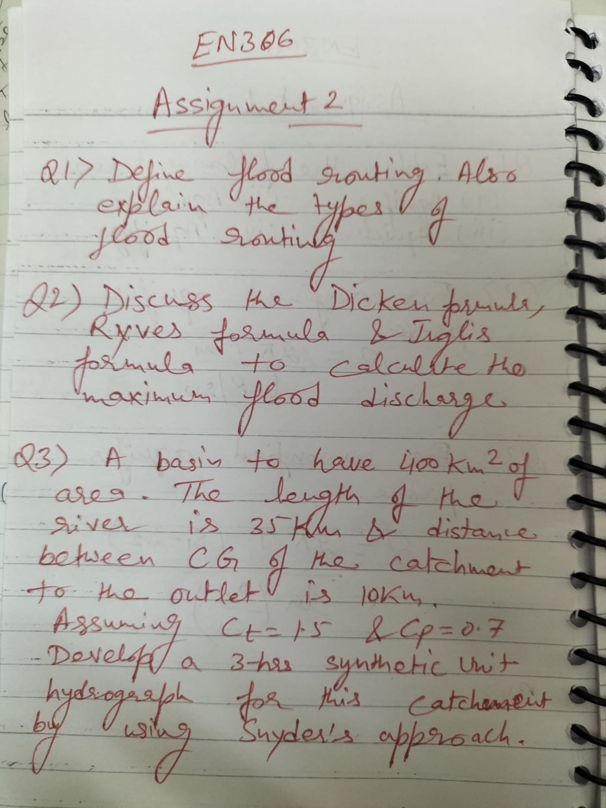 EN 3 0 6 Assignment 2 Define flood routing. Also