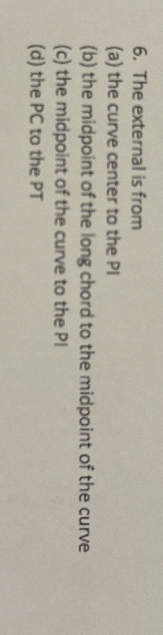The external is from ( a ) the curve center to