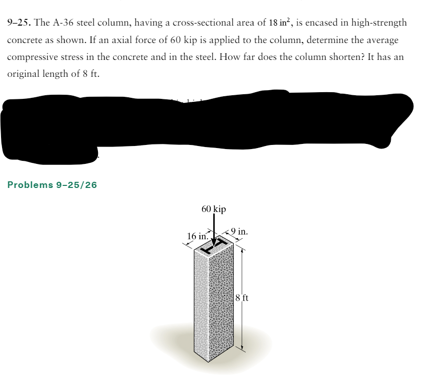 9 - 2 5 . The A - 3 6 steel column, having a