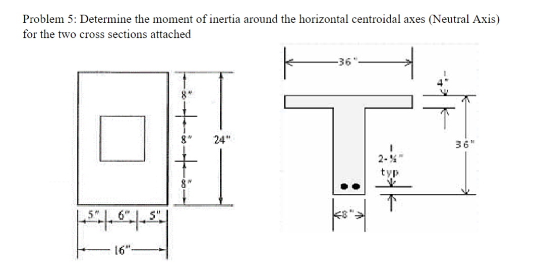 Problem 5 : Determine the moment of inertia