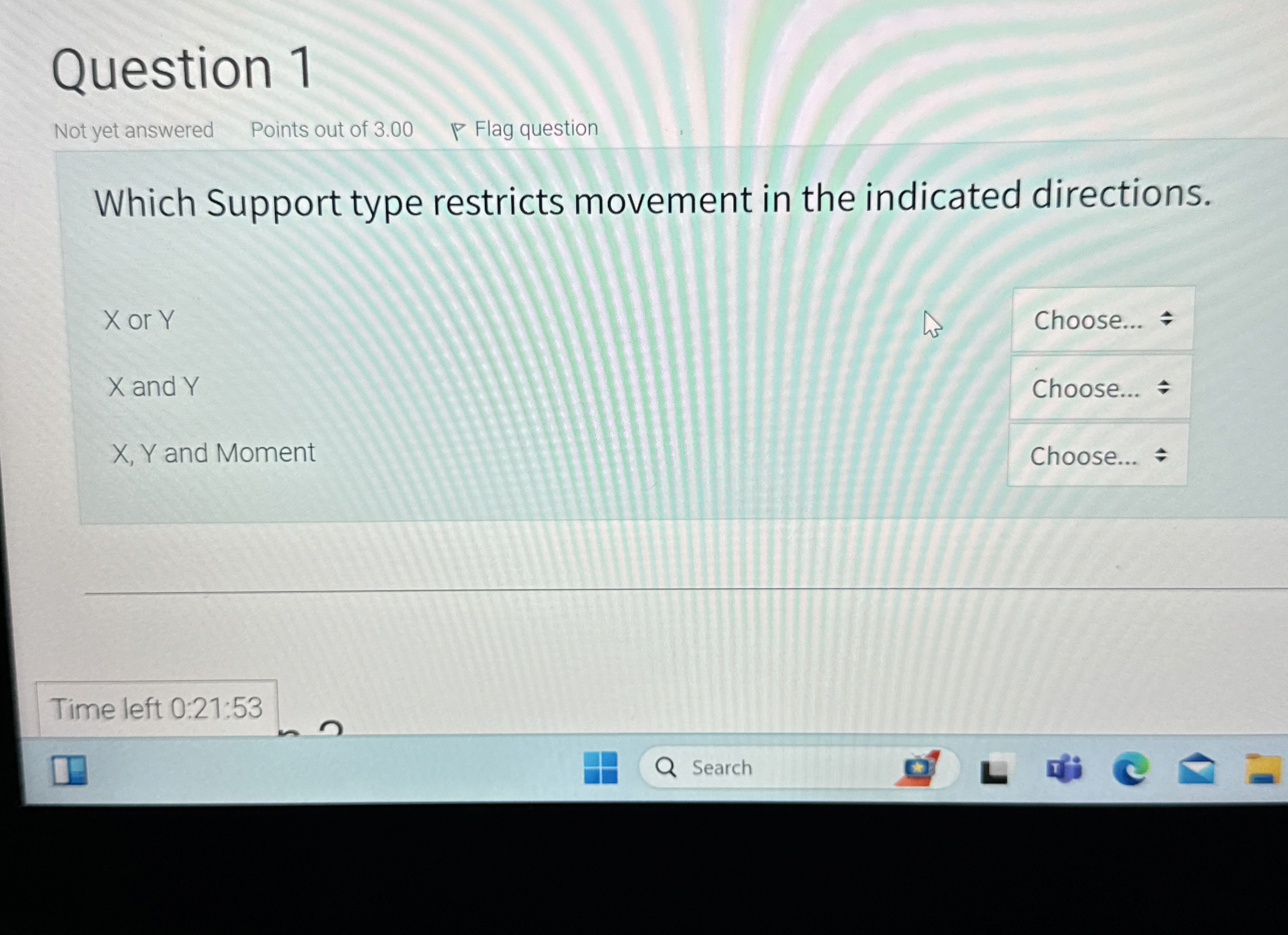 Which Support type restricts movement in the