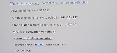 Trigonometric Leveling - correct for curvature