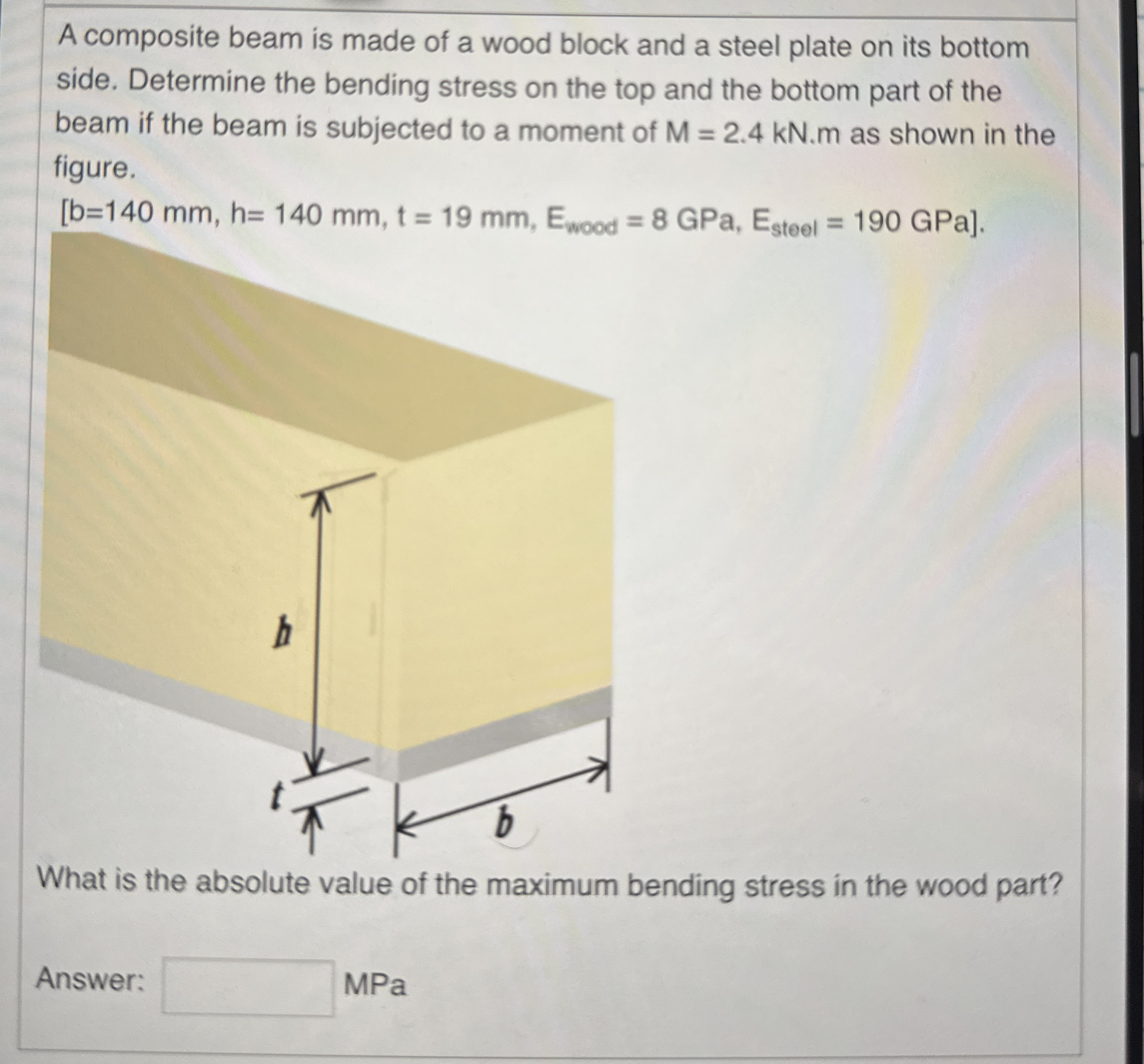 An aluminum bar is bonded to a stell bar to form