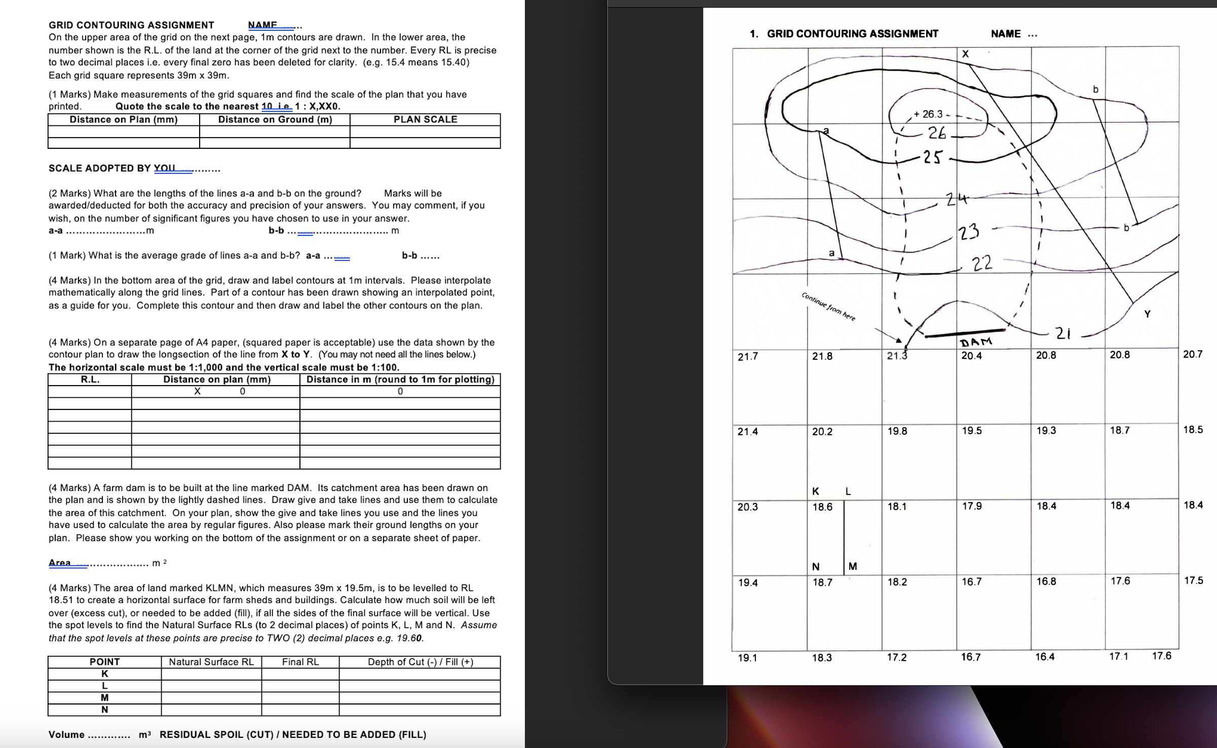 GRID CONTOURING ASSIGNMENT NAMF On the upper area