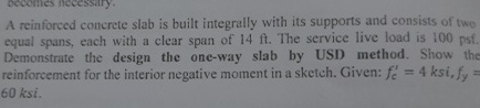 A reinforced concrete slab is built integrally