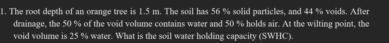 The root depth of an orange tree is 1 . 5 m . The