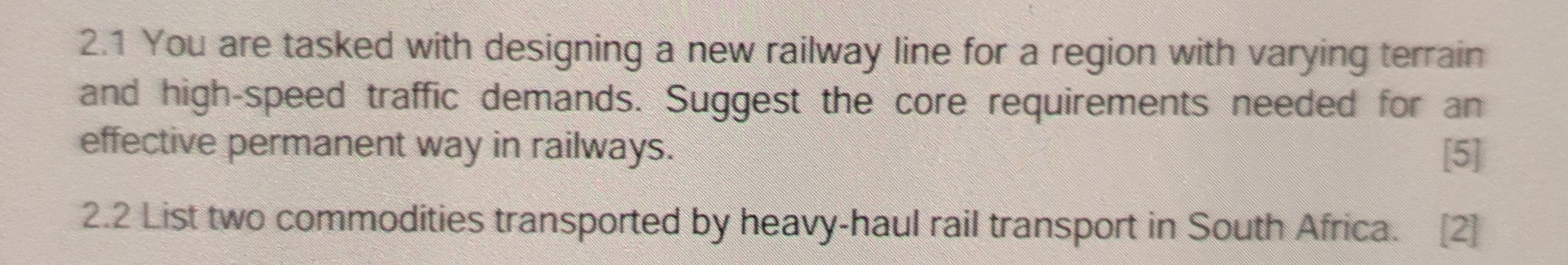 2 . 1 You are tasked with designing a new railway