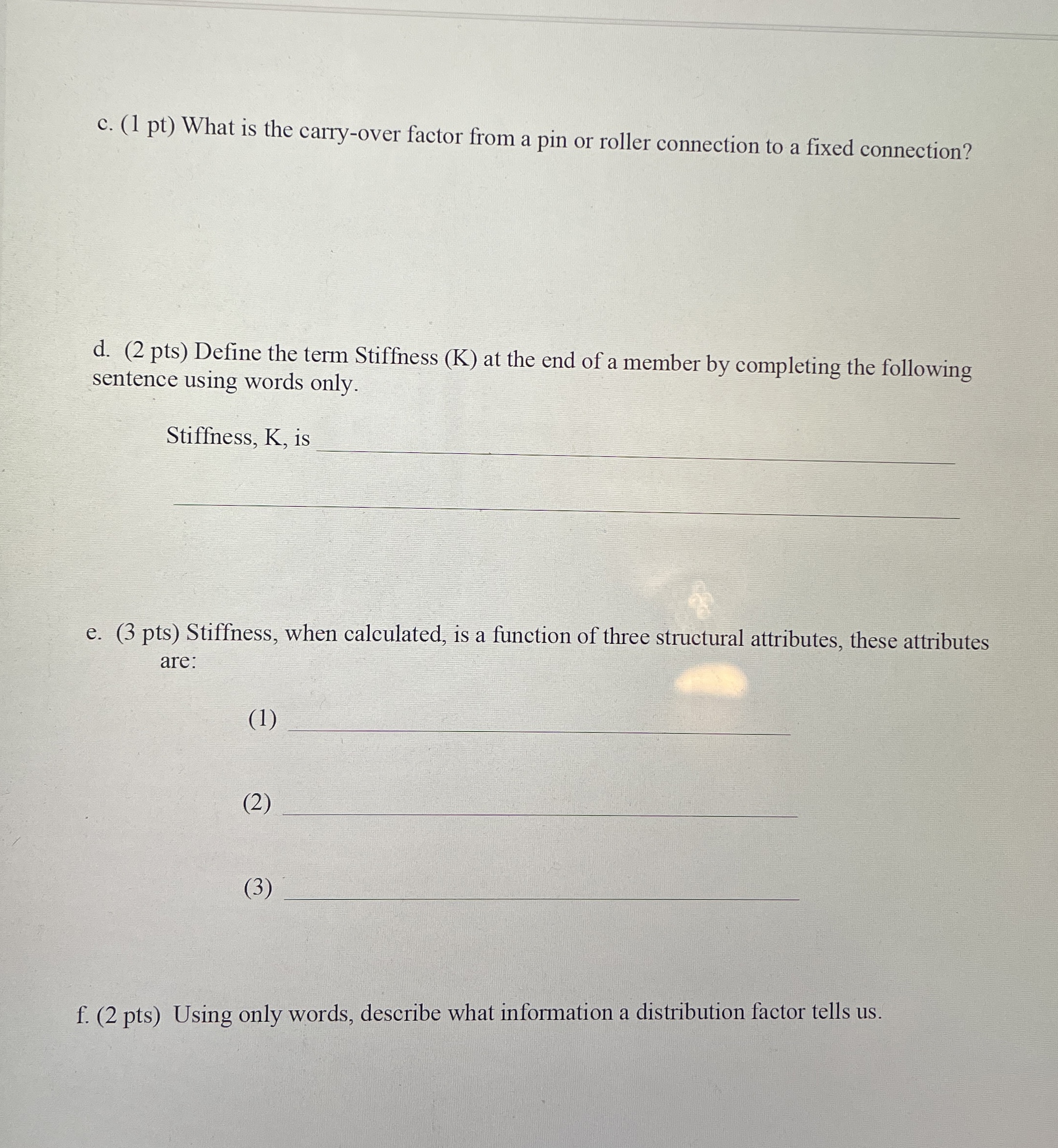 c . ( 1 pt ) What is the carry - over factor from