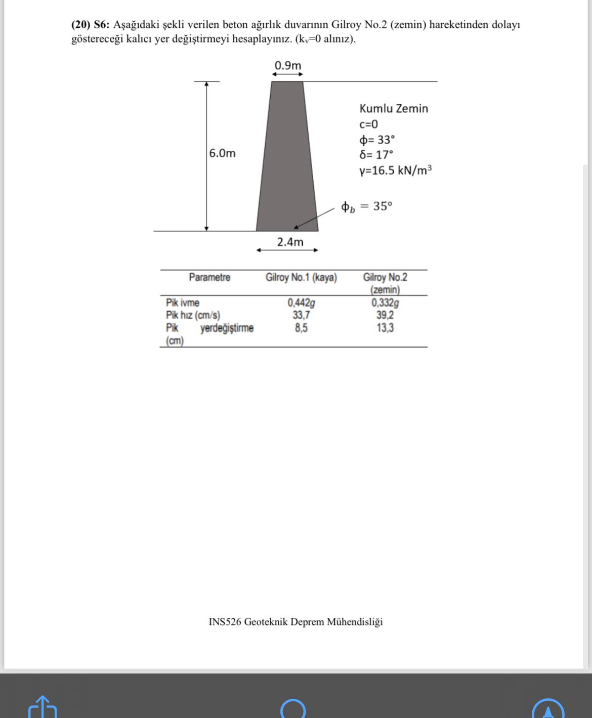 ( 2 0 ) S 6 : A a daki ekli verilen beton a r k