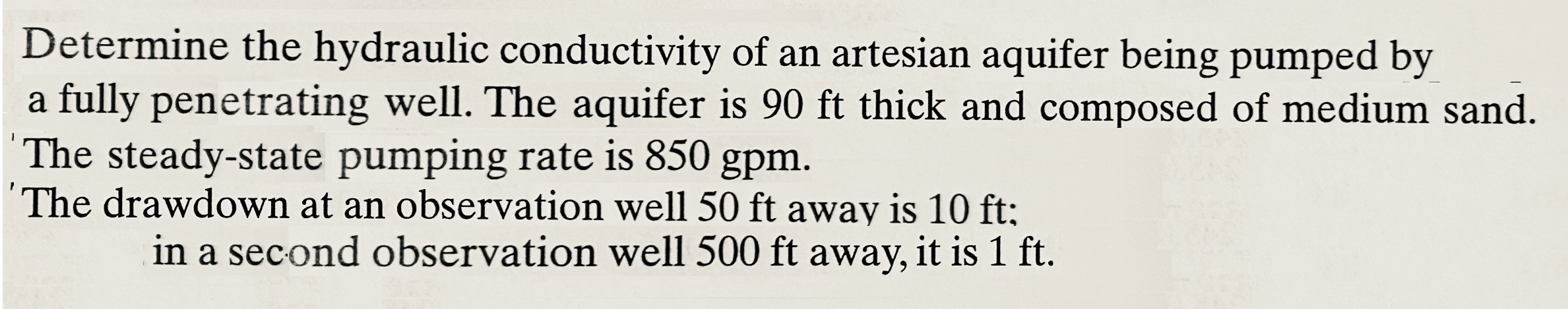 Determine the hydraulic conductivity of an